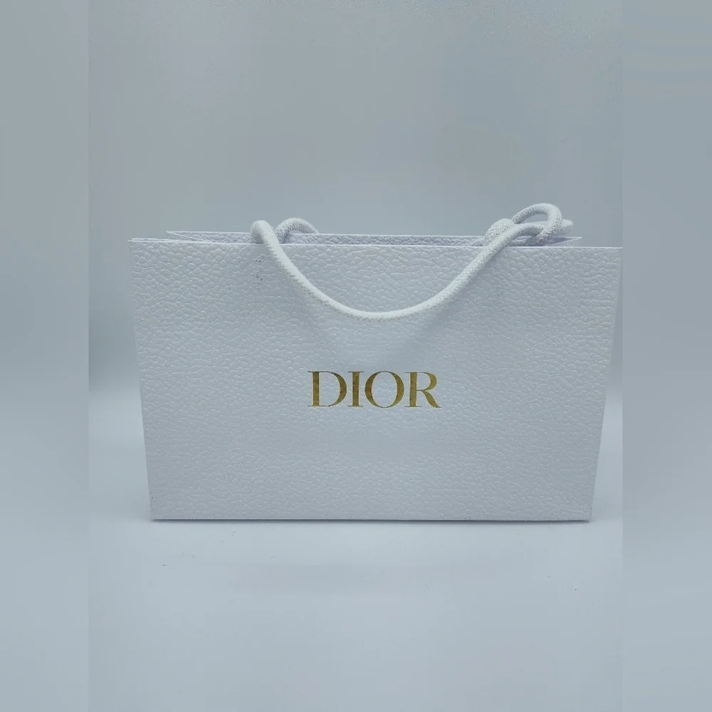 Dior White Pebbled Gift Bag 2021–2023 | Gold Logo | Luxury Packaging EUC